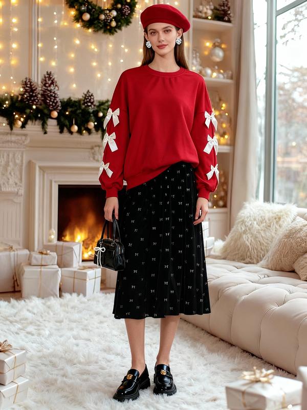 Marie - Colorblock Butterfly Knot Loose Fit Sweatshirt