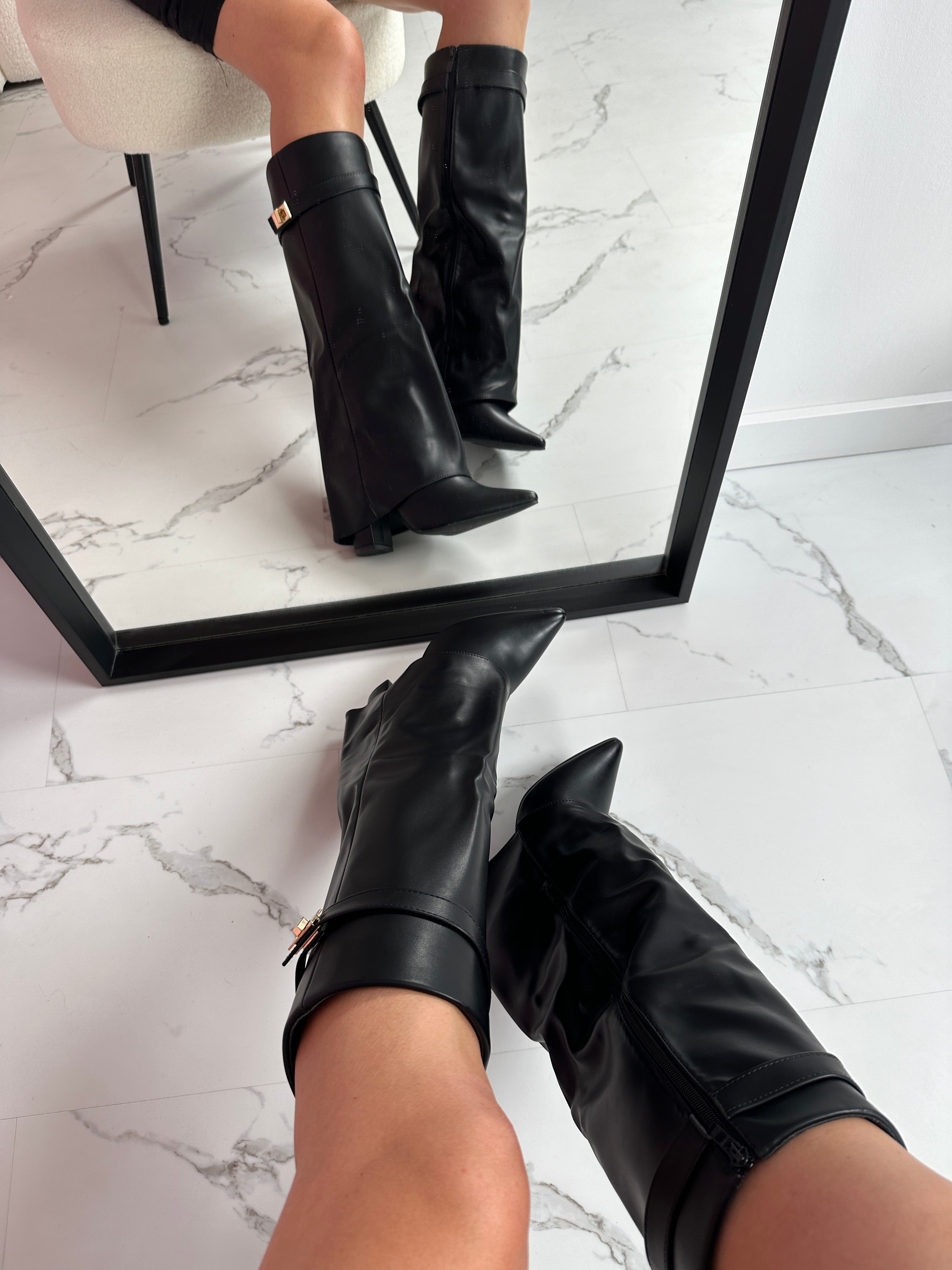 Serena - Black Leather Boots