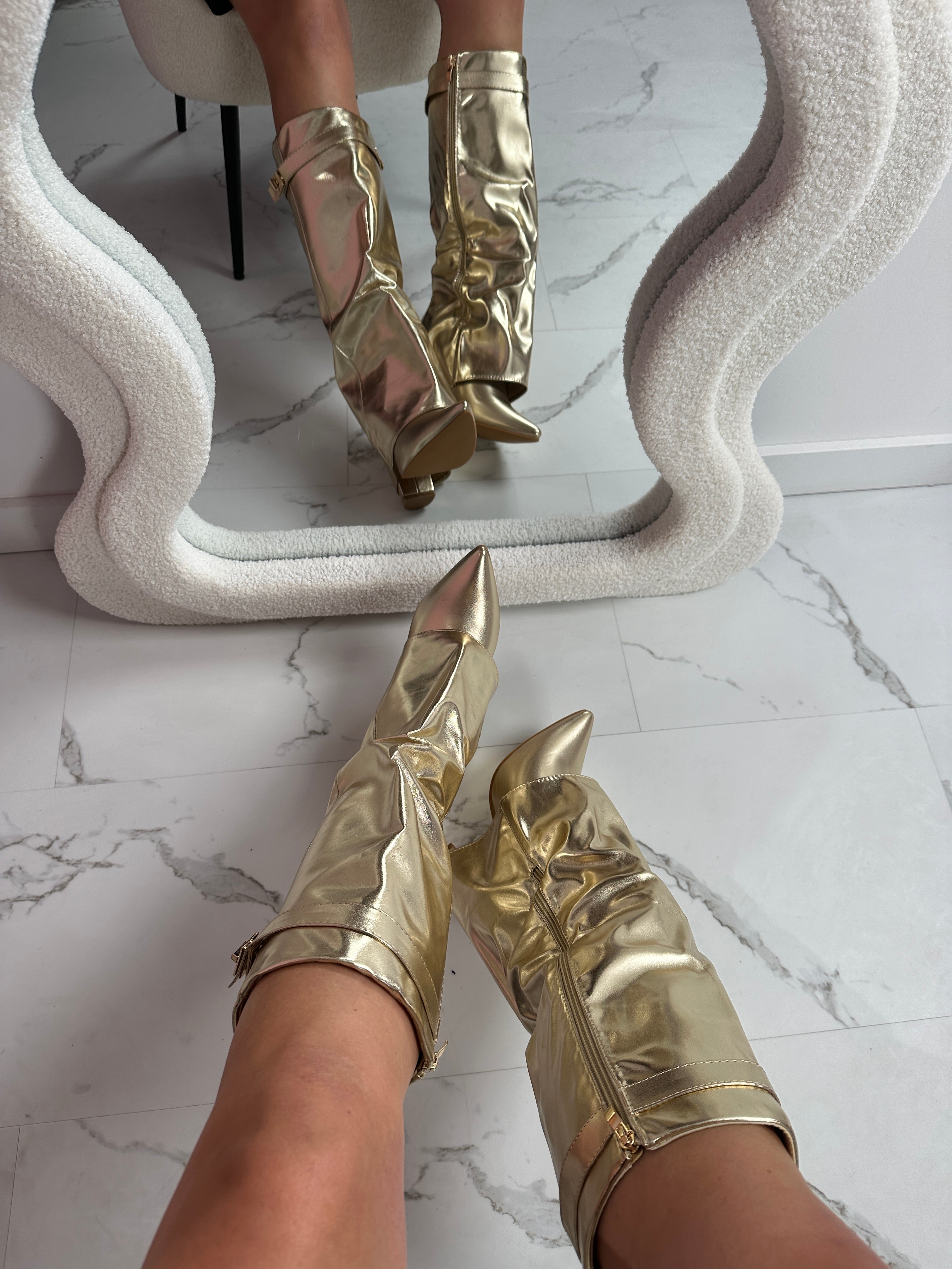 Seraphina - Gold Leather Boots