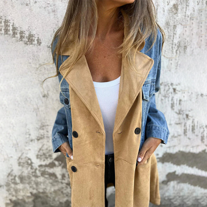 Elora - Two-Tone Denim Trench