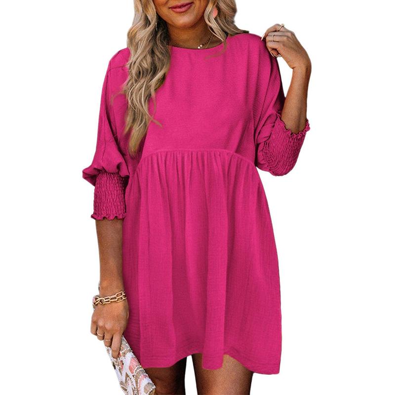 Mirasol – Casual Crew Neck Loose Fit Mini Dress