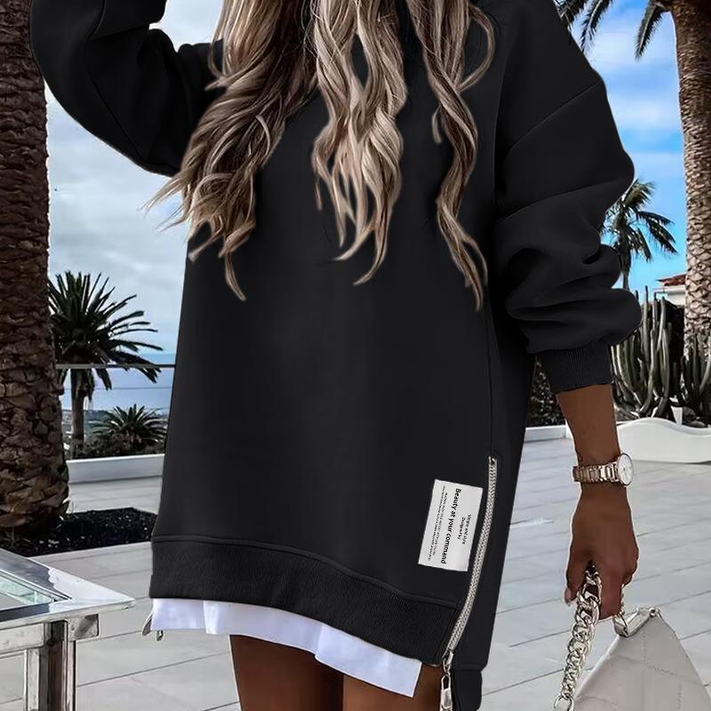Rodney - Cozy Long Sleeve Pullover Side Zipper Sweatshirt