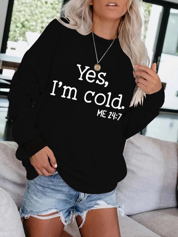 Kaylee - Casual Slogan Print Pullover Sweatshirt