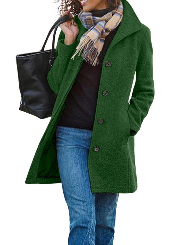 Gabriela - Casual Wool Blend Pea Coat with Single-Breasted Design