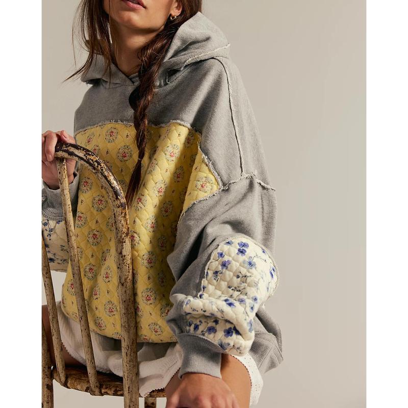 Emily - Oversized Patchwork Embroidered Hoodie with Pockets