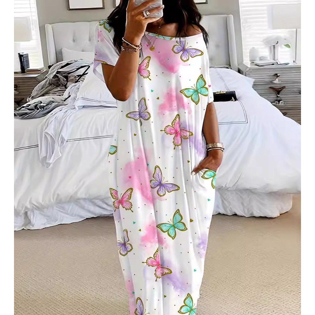 Lunari - Loose Fit Round Neck Sleep Nightdress