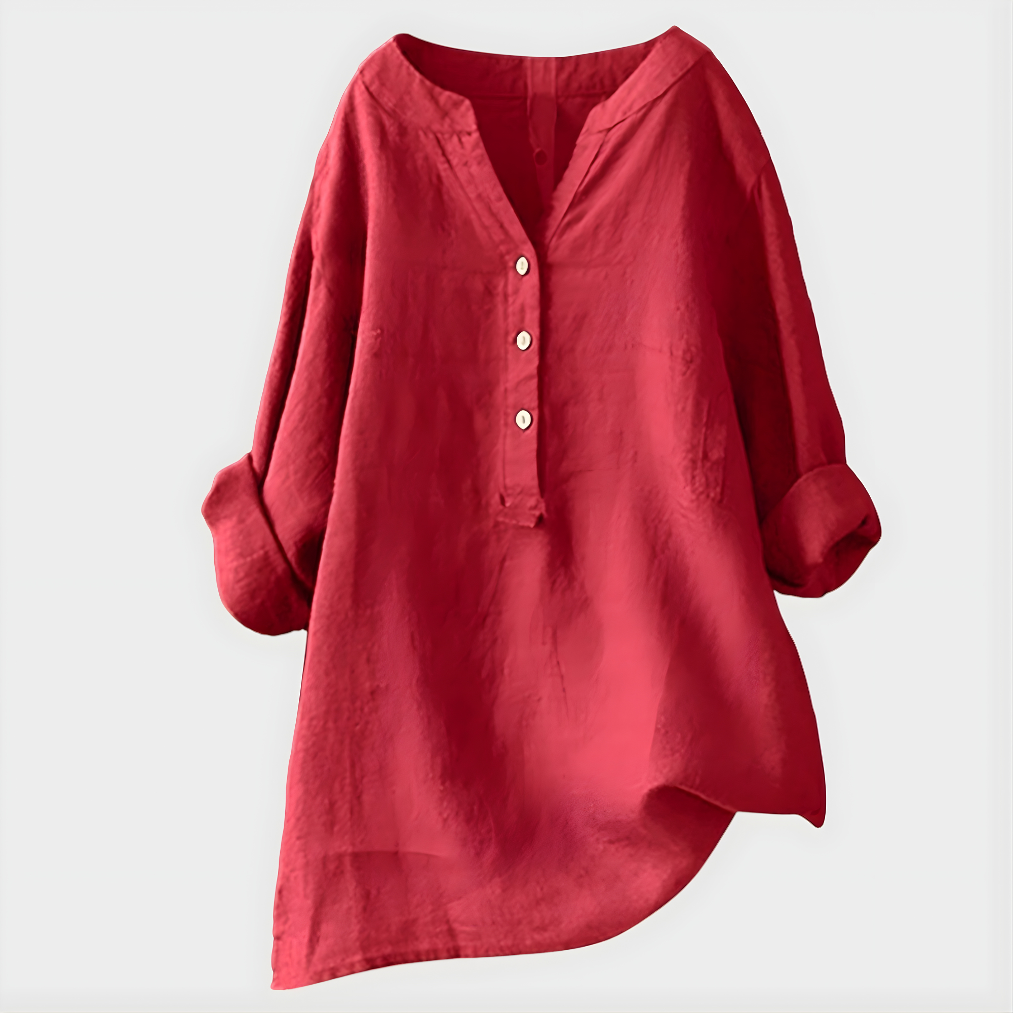 Laurel – Cotton Linen V-neck Summer Blouse