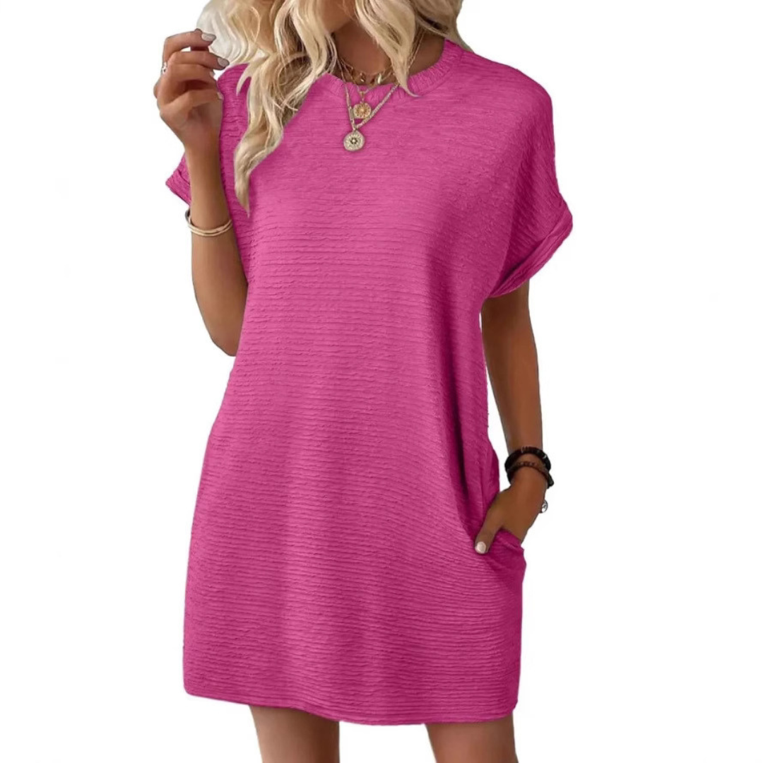 Evasha – Casual Minimalist Round Neck Summer Dress