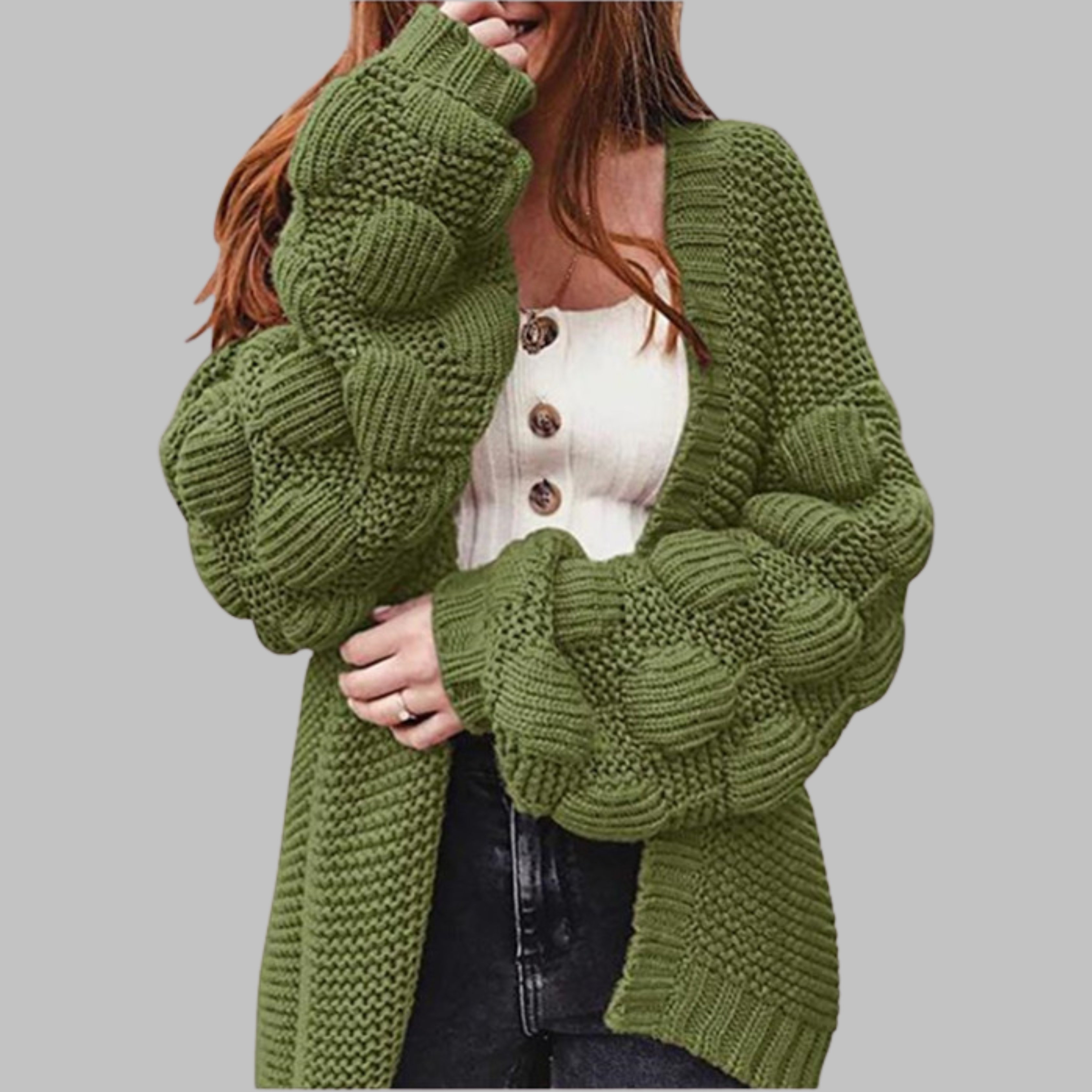 Giselle - Vintage Oversized Chunky Open Front Cardigan
