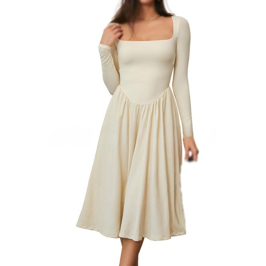 Paige - Timeless Long Sleeve Square Neck Midi Dress