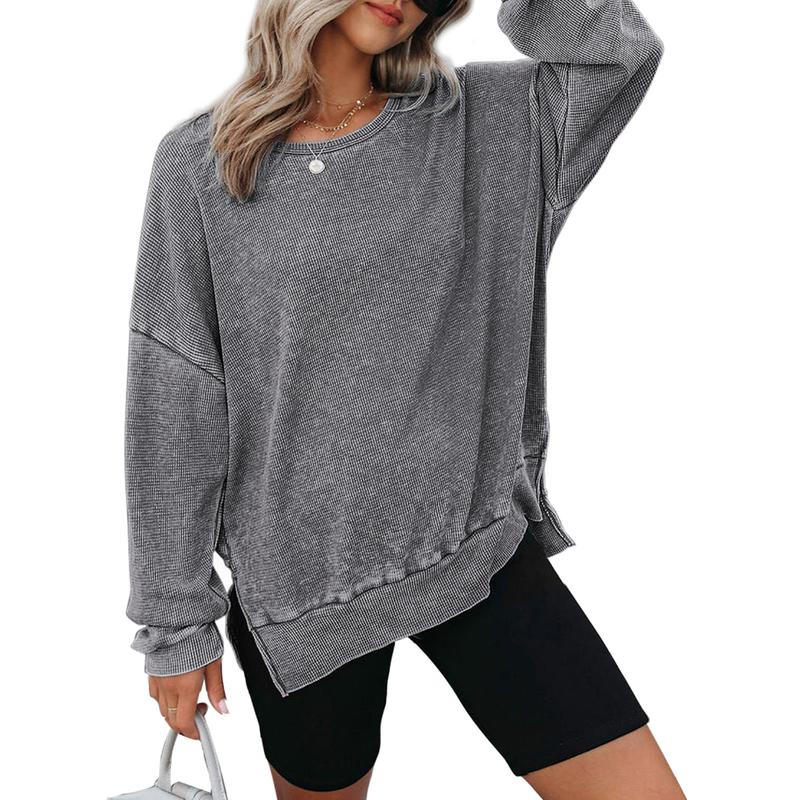 Thaliene- Casual Oversized Crewneck Long Sleeve Sweatshirt