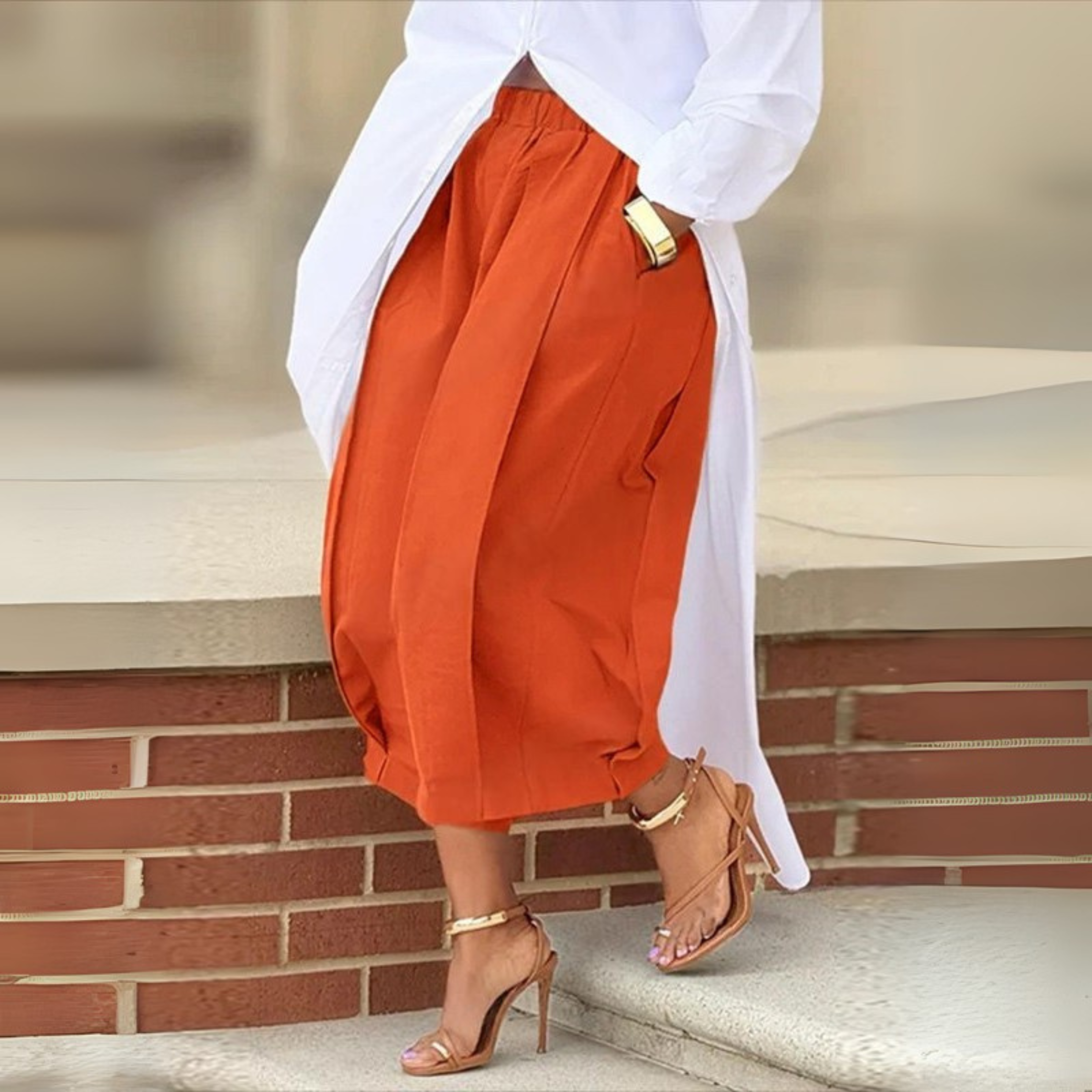 Falia - Elegant Elastic Waistband Lantern Pants