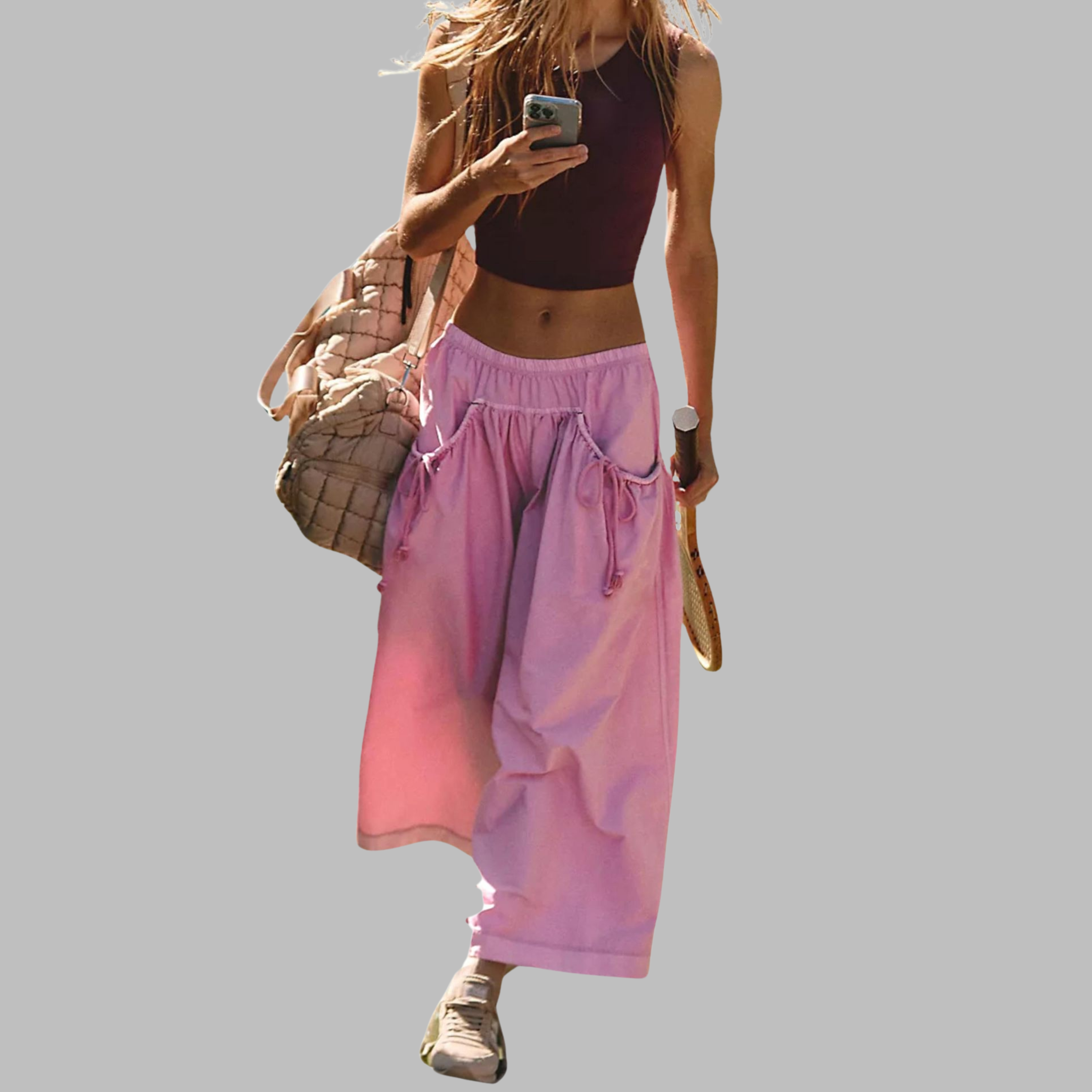 Apple – Casual Wide-Leg Cargo Parachute Pants