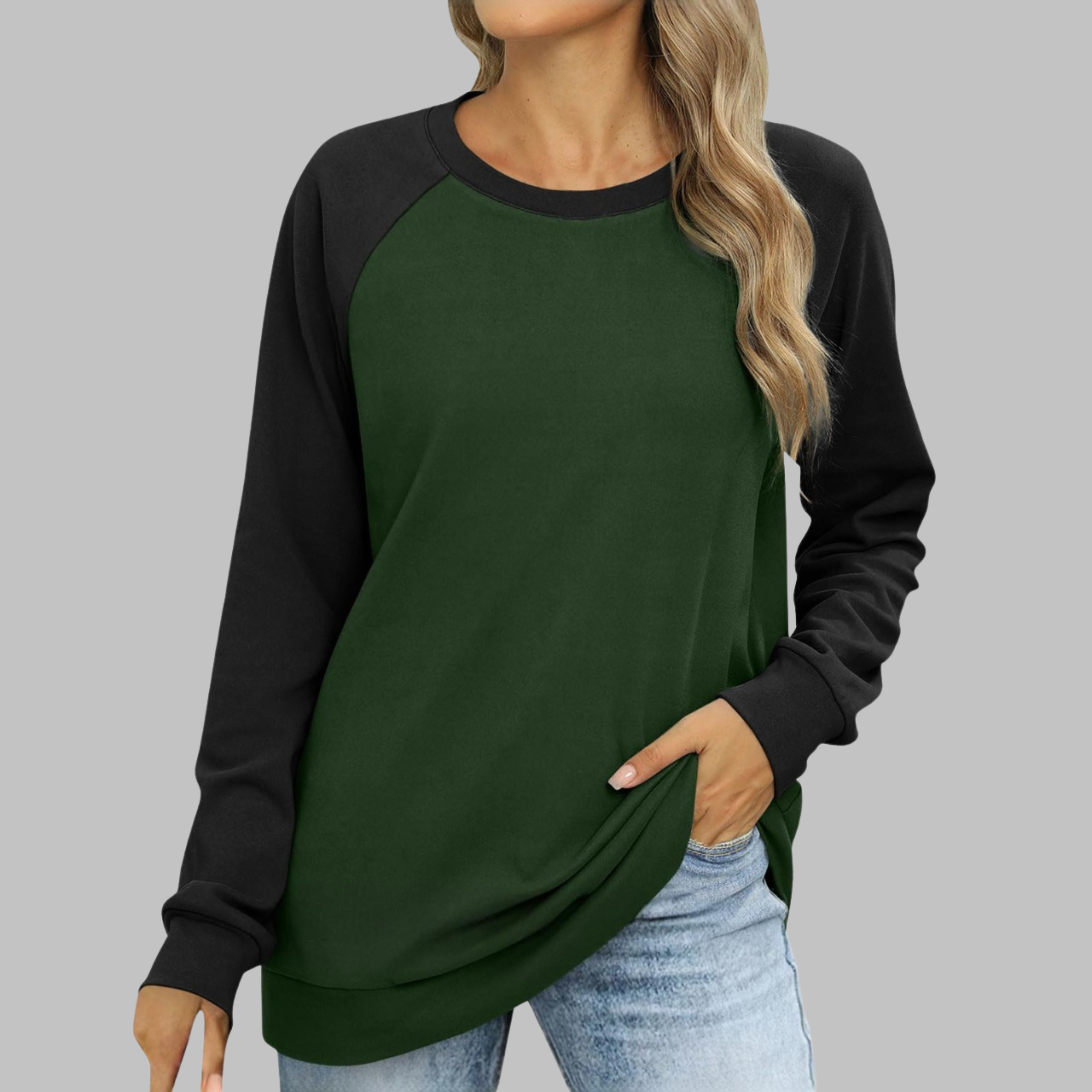 Lhantel - Casual Round Neck Long Sleeve Sweatshirt