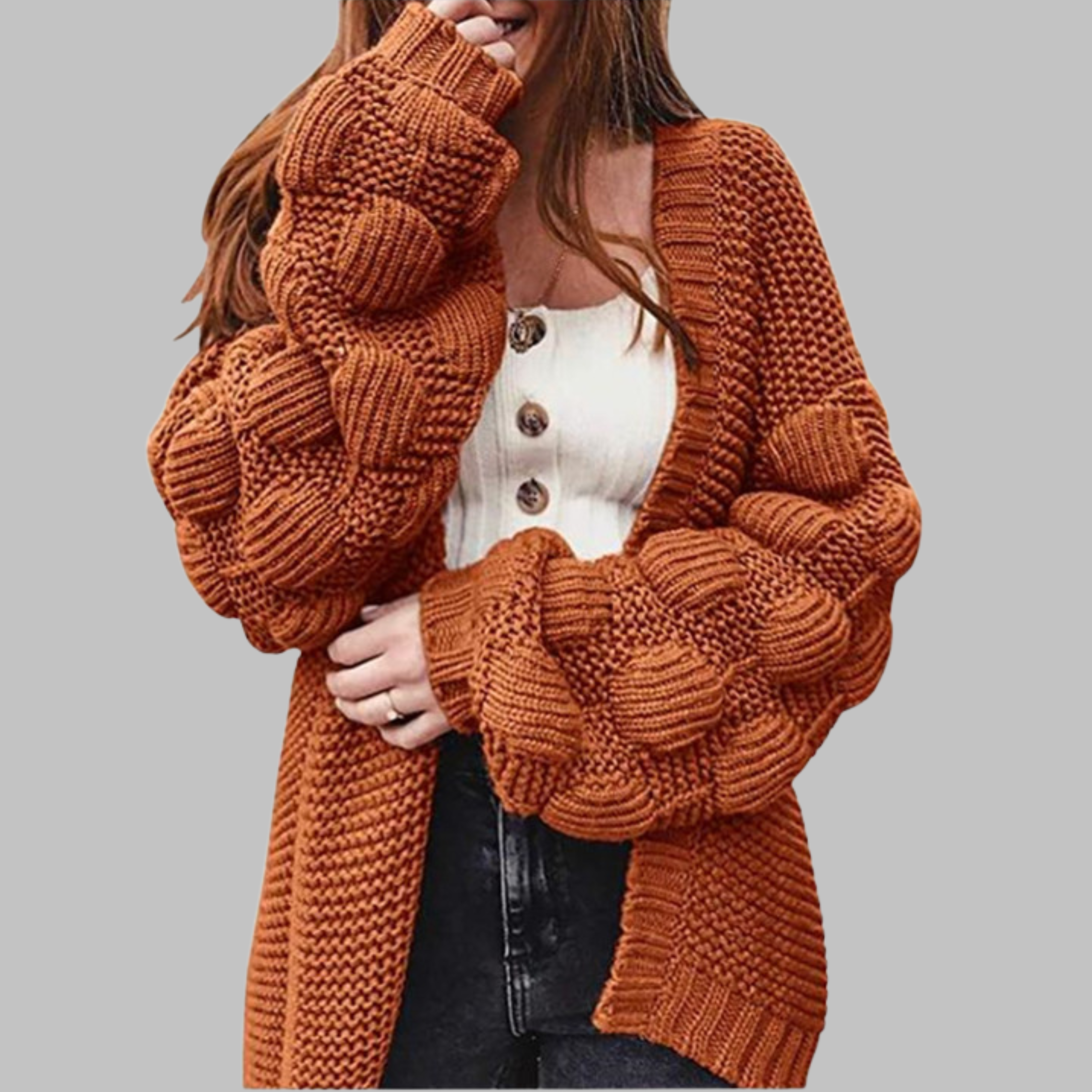 Giselle - Vintage Oversized Chunky Open Front Cardigan