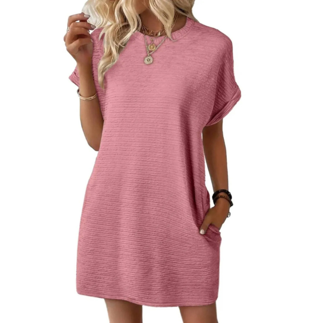 Evasha – Casual Minimalist Round Neck Summer Dress