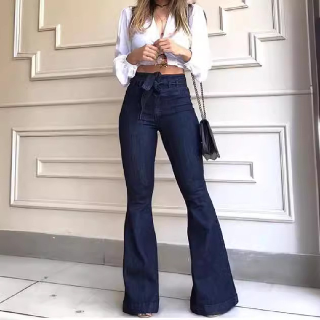 Kyra – Vintage Wide Leg Lace-Up Flared Pants