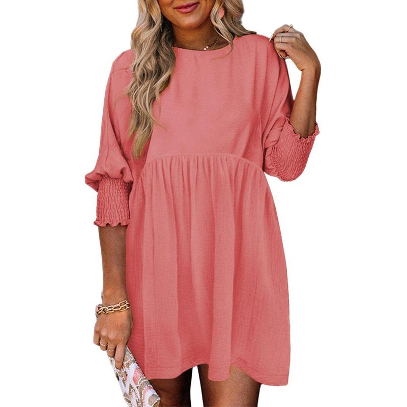 Mirasol – Casual Crew Neck Loose Fit Mini Dress