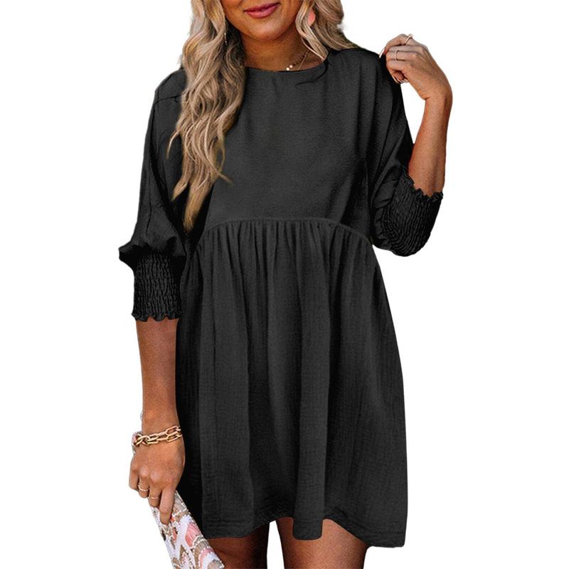 Mirasol – Casual Crew Neck Loose Fit Mini Dress