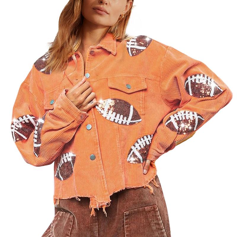 Nerissa- Chic Cropped Oversized Button Down Football Jacket