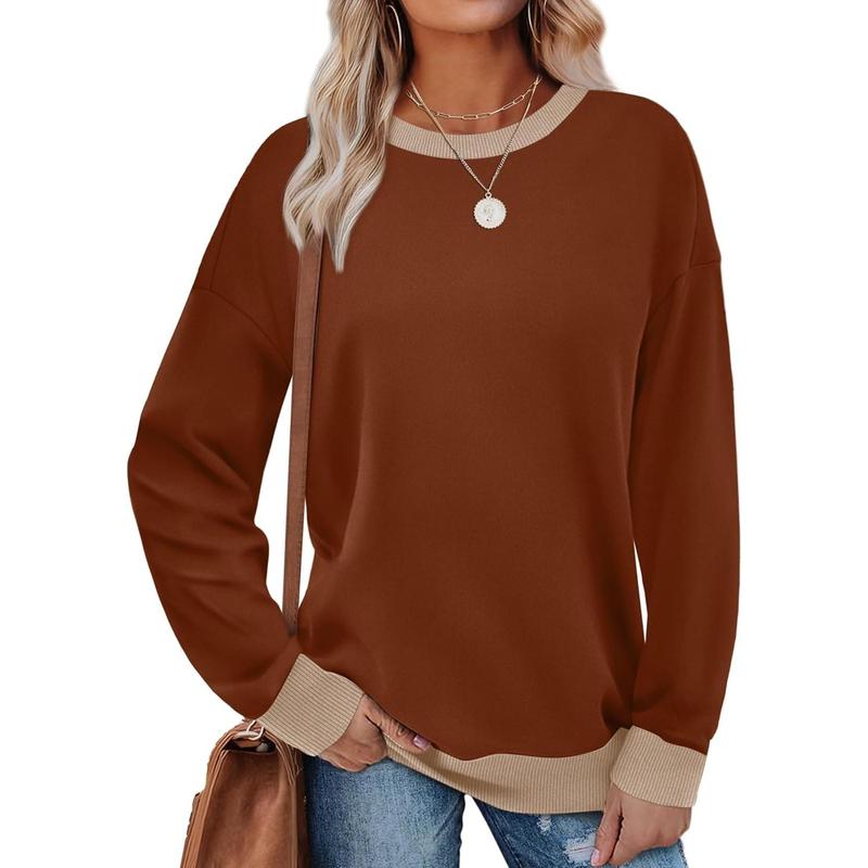 Margaret - Contrast Trim Crew Neck Long Sleeve Tunic Sweatshirt
