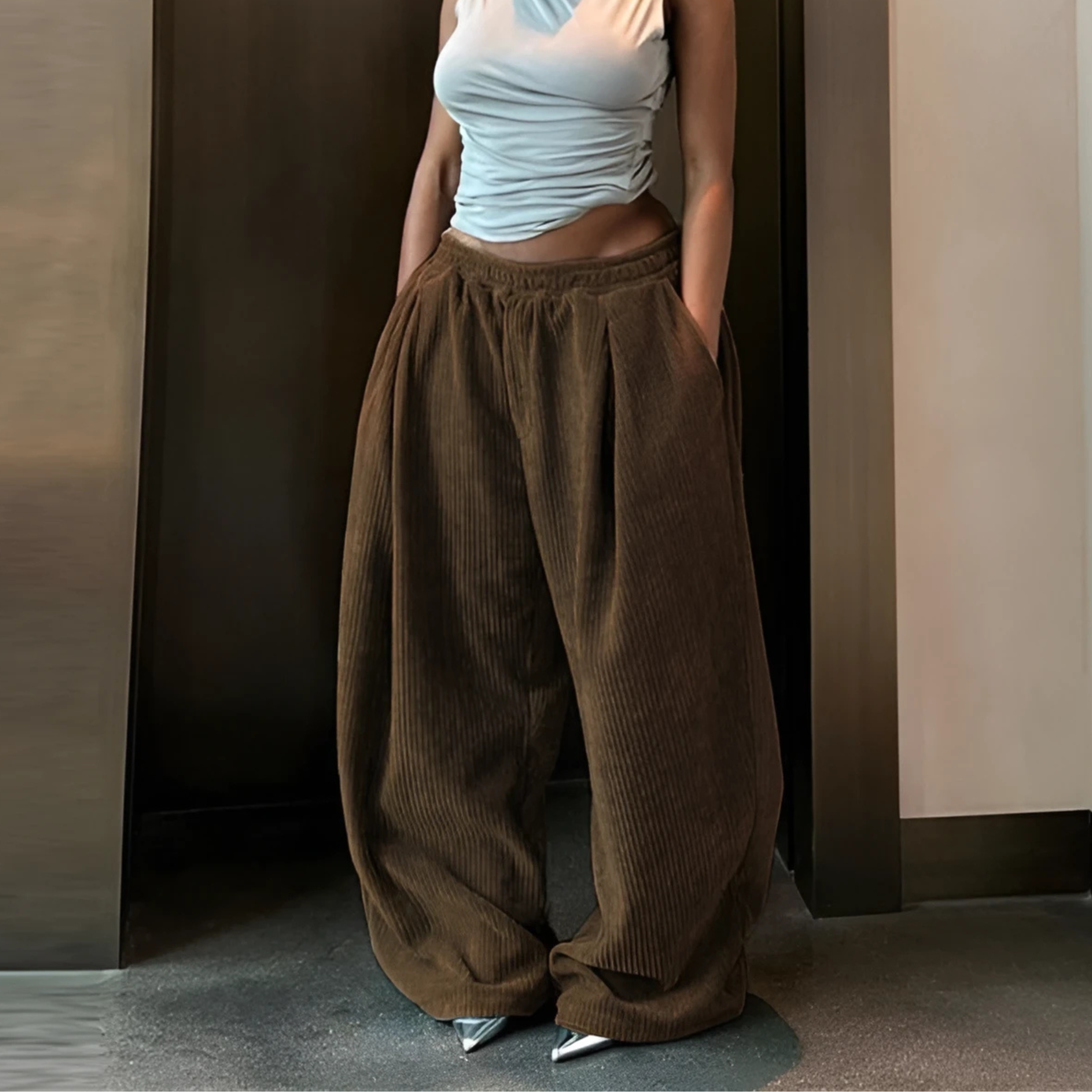 Ramy - Casual High Waist Wide Leg Baggy Pants