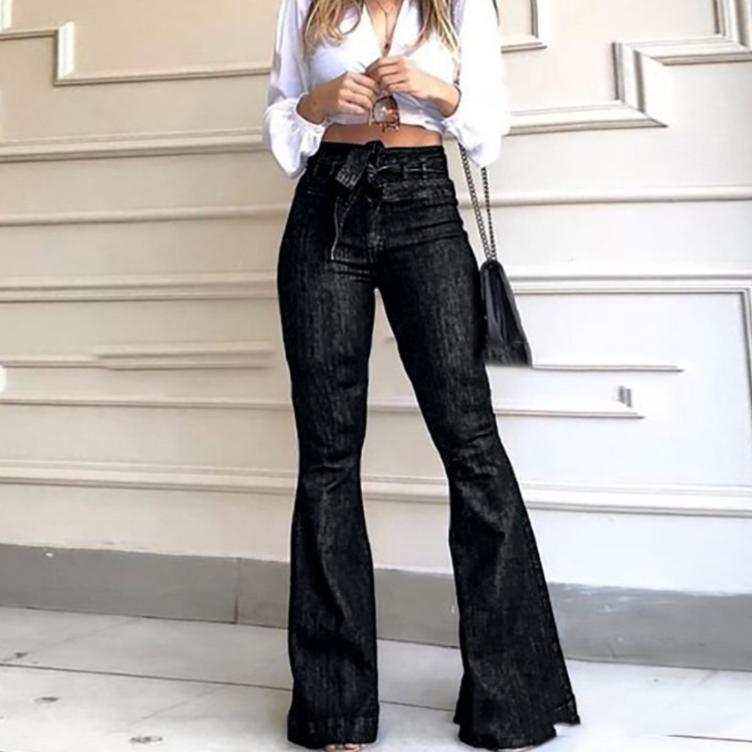 Kyra – Vintage Wide Leg Lace-Up Flared Pants