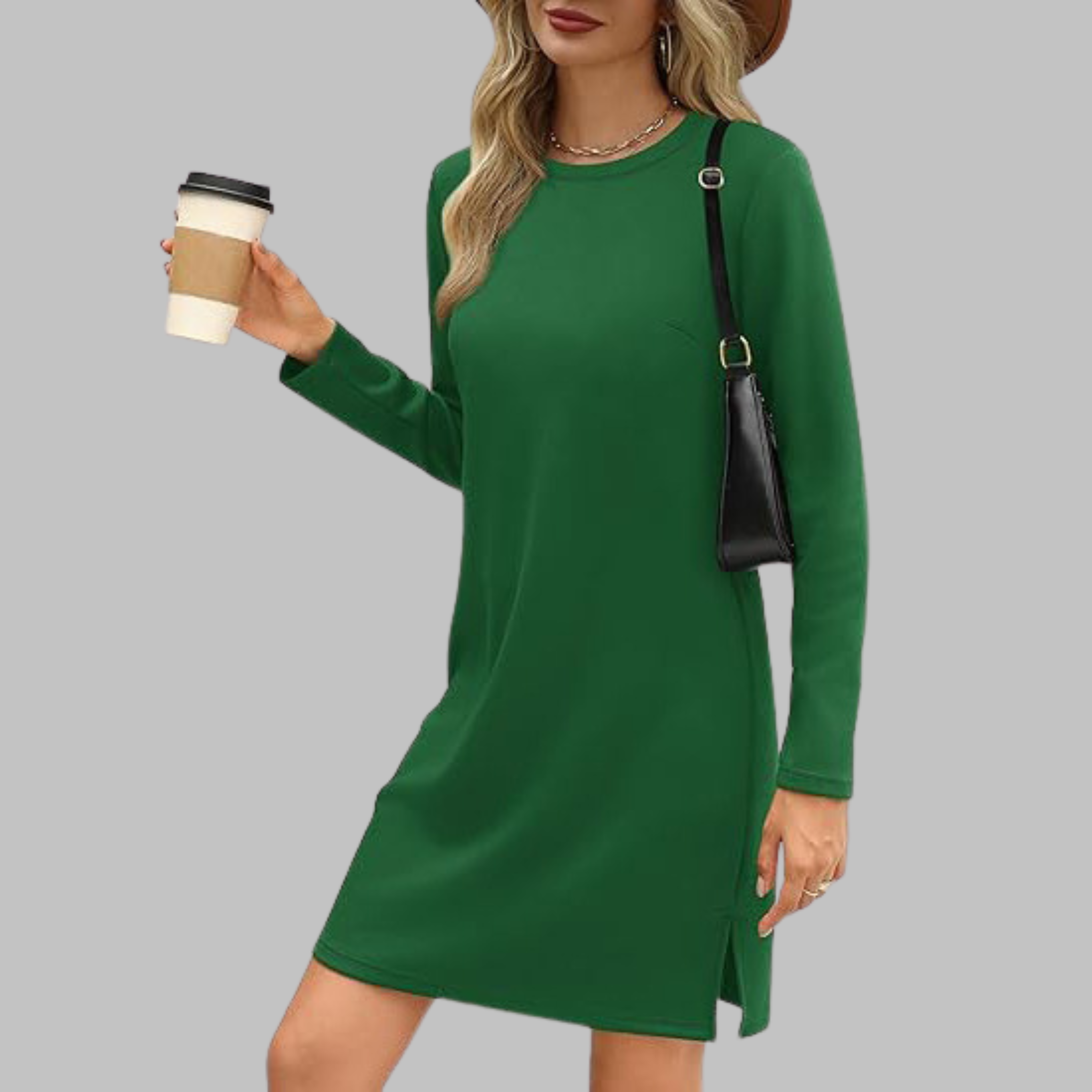 Tatlo - Casual Long Sleeve Round Neck Mini Dress