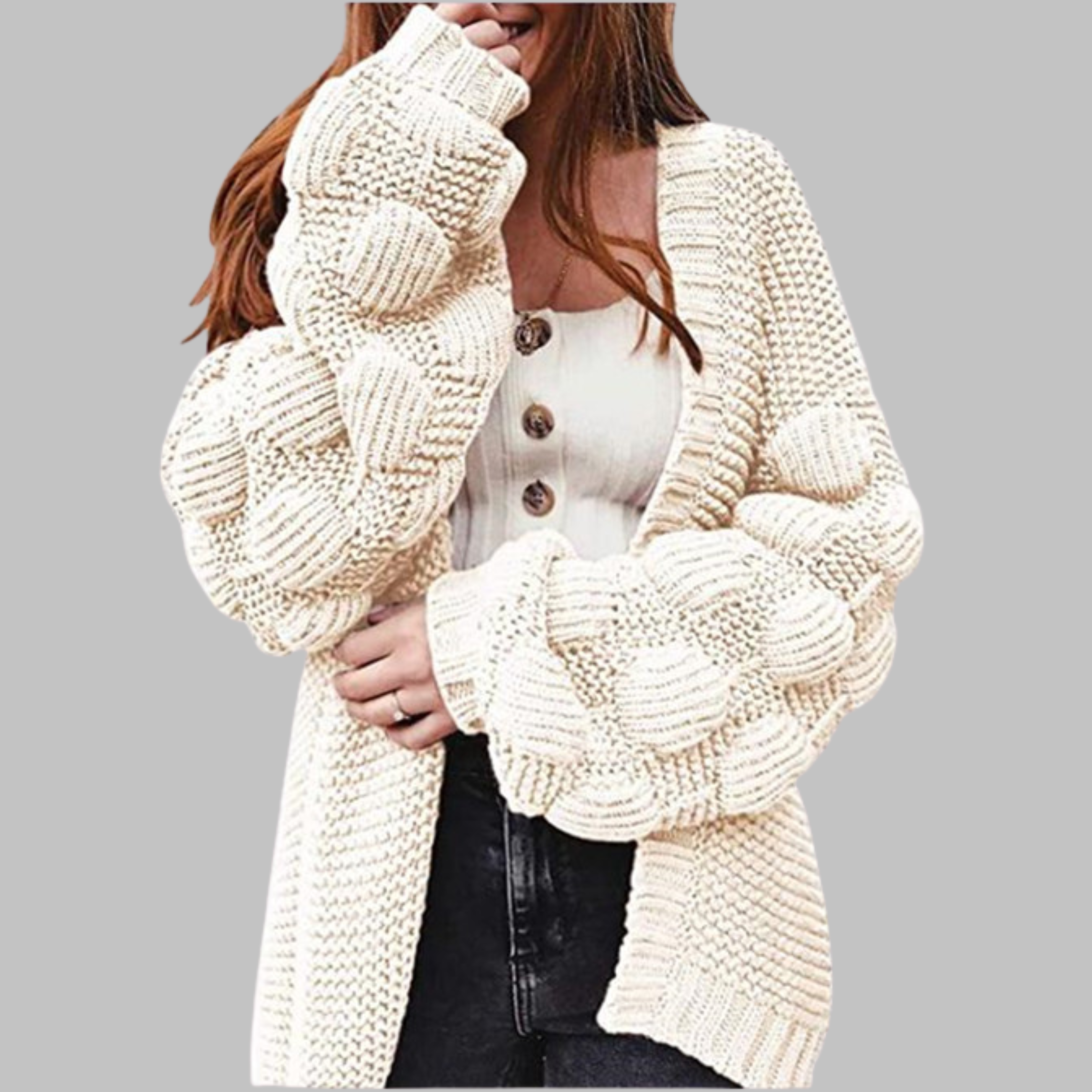 Giselle - Vintage Oversized Chunky Open Front Cardigan