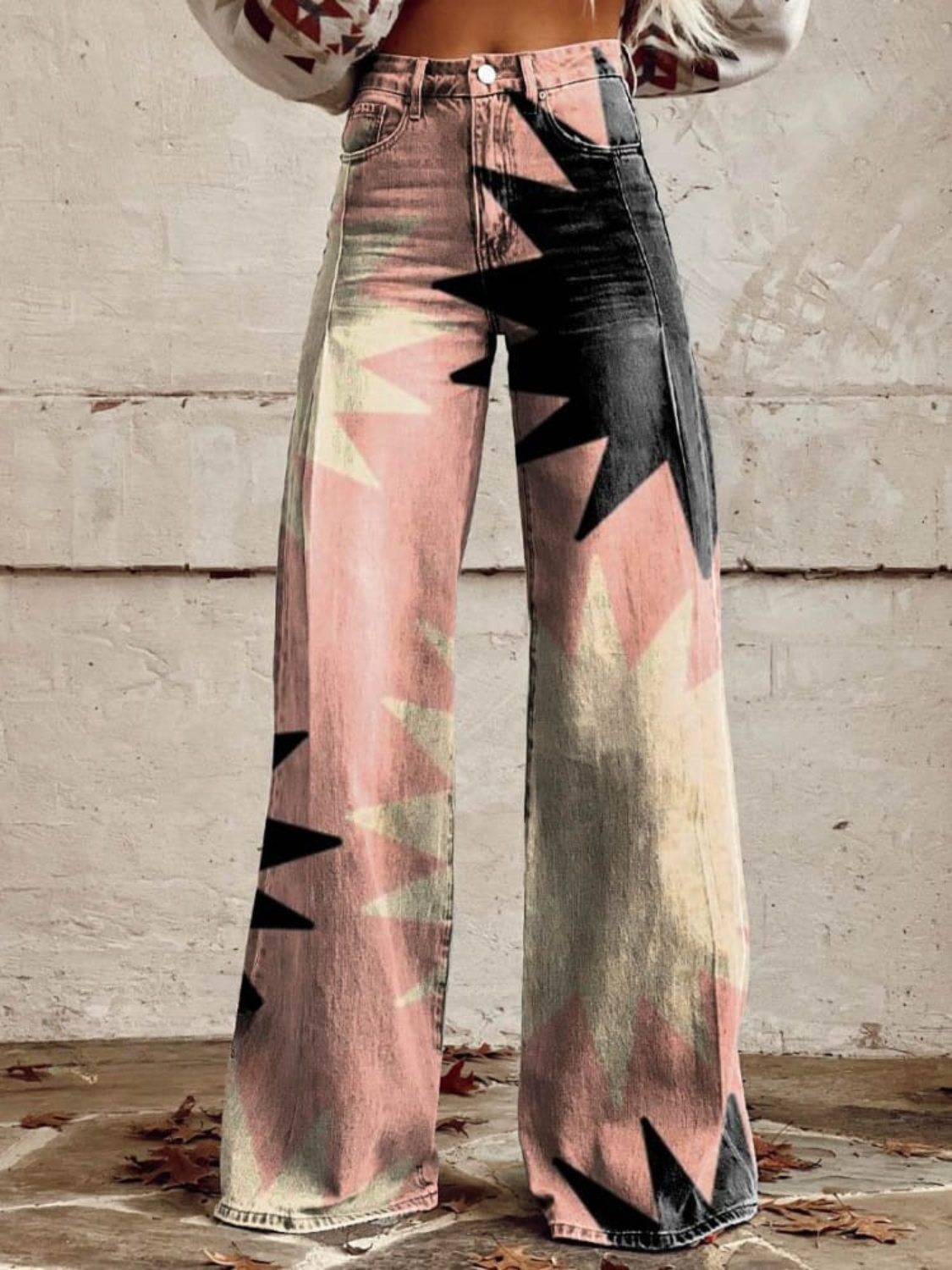Jeanne - Geometric Wide-Leg Pants