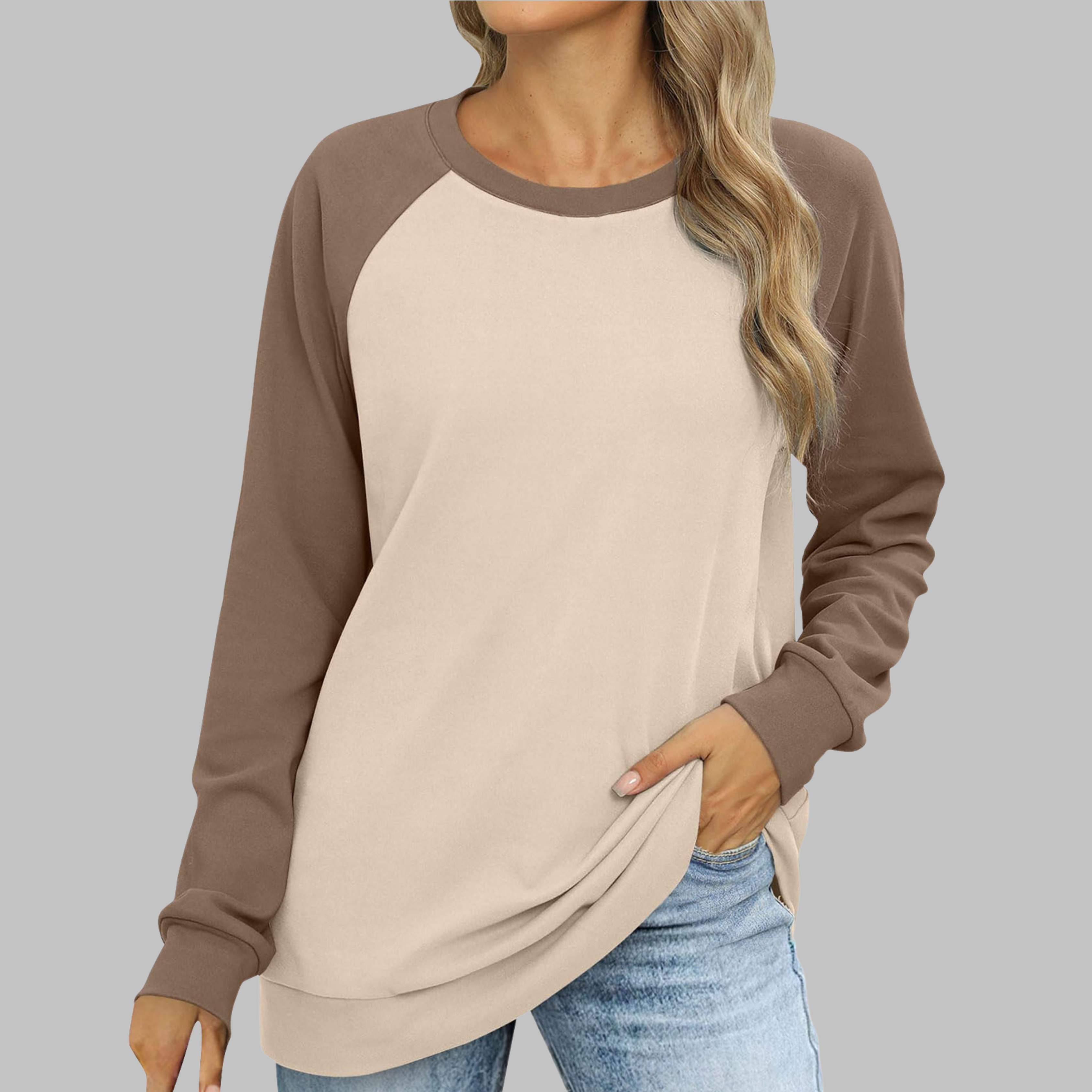 Lhantel - Casual Round Neck Long Sleeve Sweatshirt