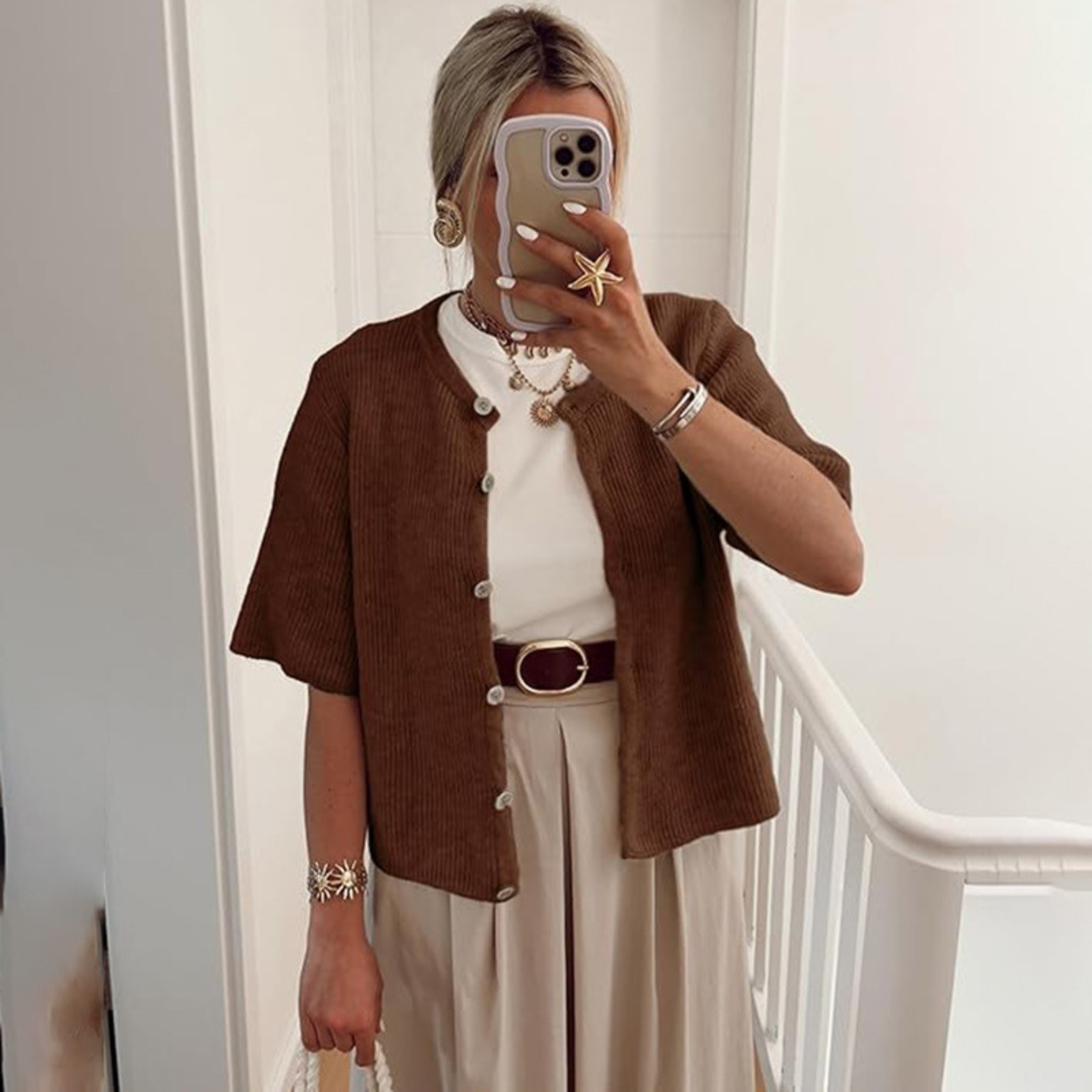 Visaia – Lightweight Short Sleeve Button Down Cardigan