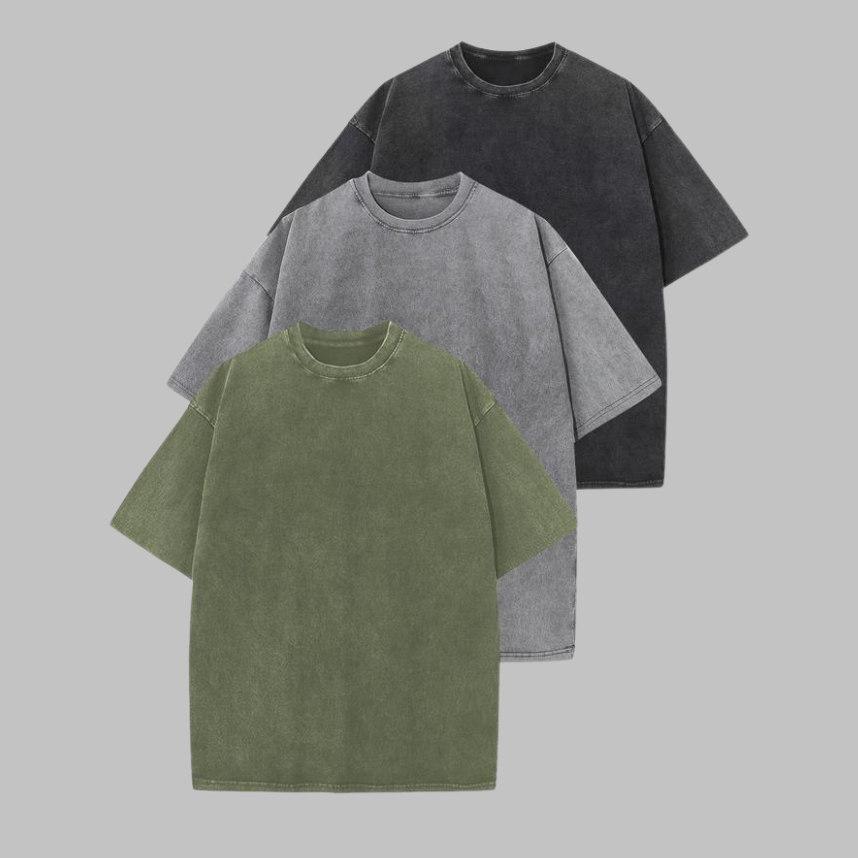 Afina - Casual Oversized Wash Crew Neck Unisex Shirt