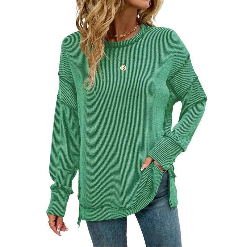 Haizey - Cozy Ribbed Oversized Sweatshirt