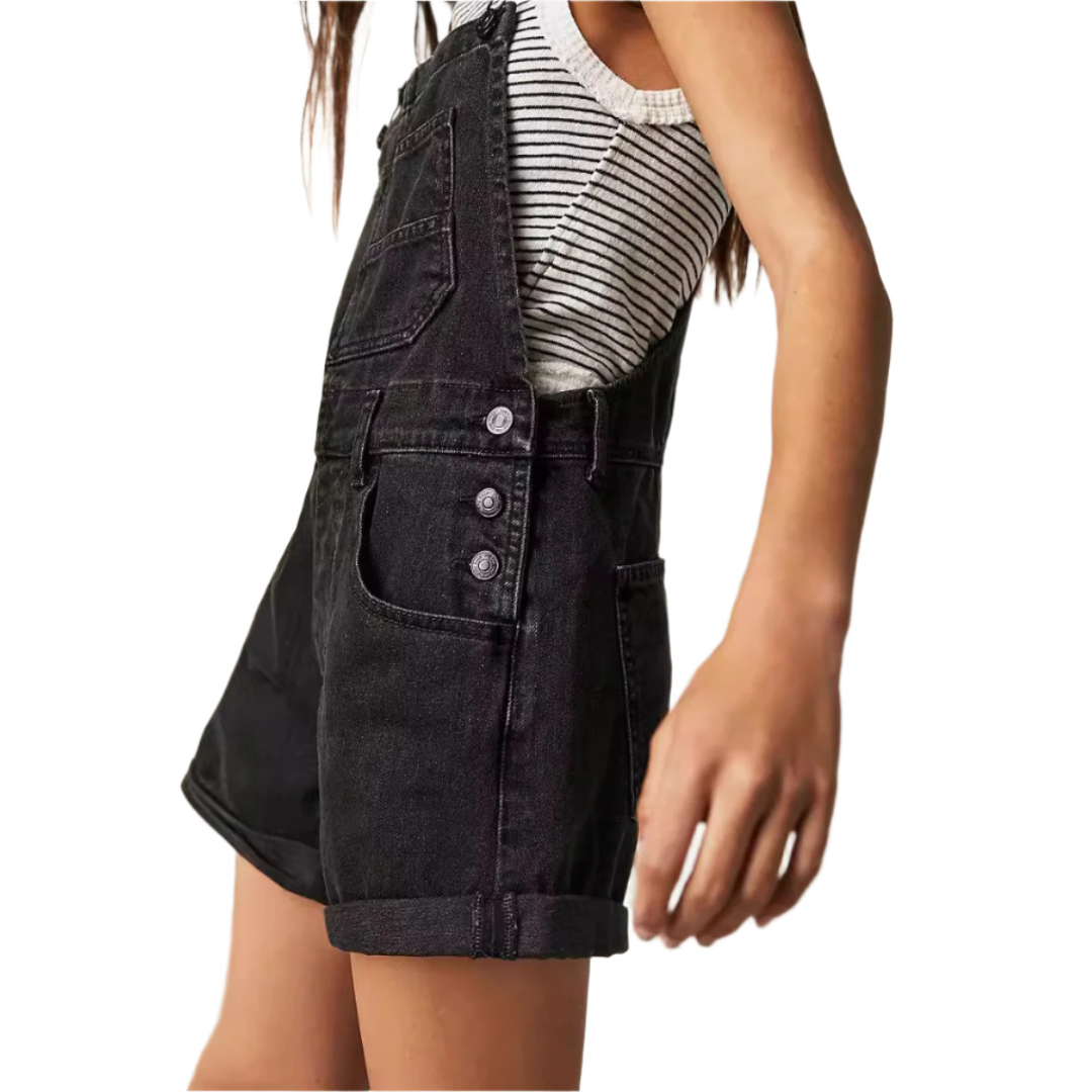 Remita - Vintage Adjustable Denim Overall Shorts