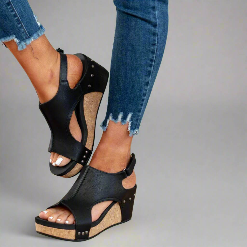 Luarya - Everyday Comfort Cork Wedge Sandals