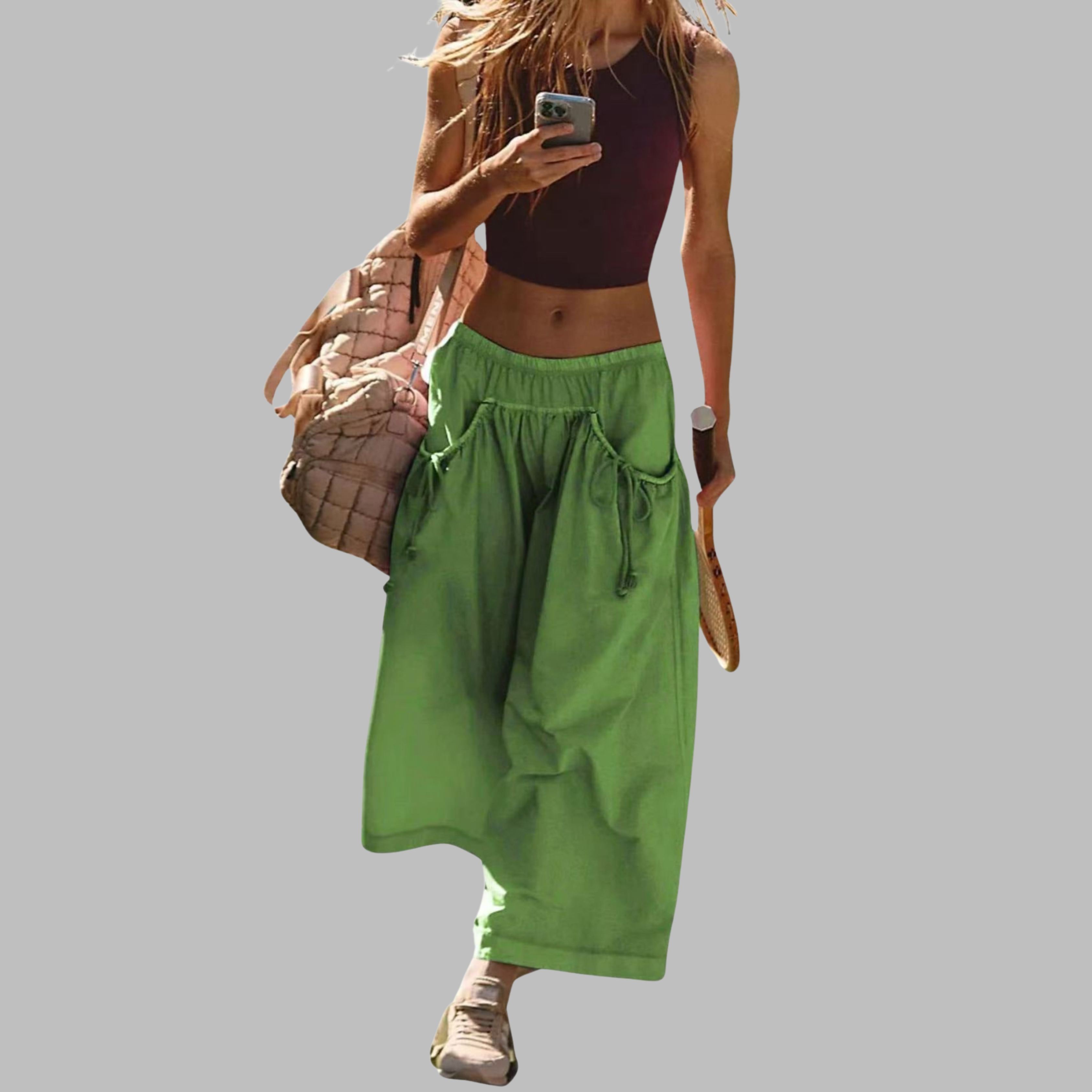 Apple – Casual Wide-Leg Cargo Parachute Pants