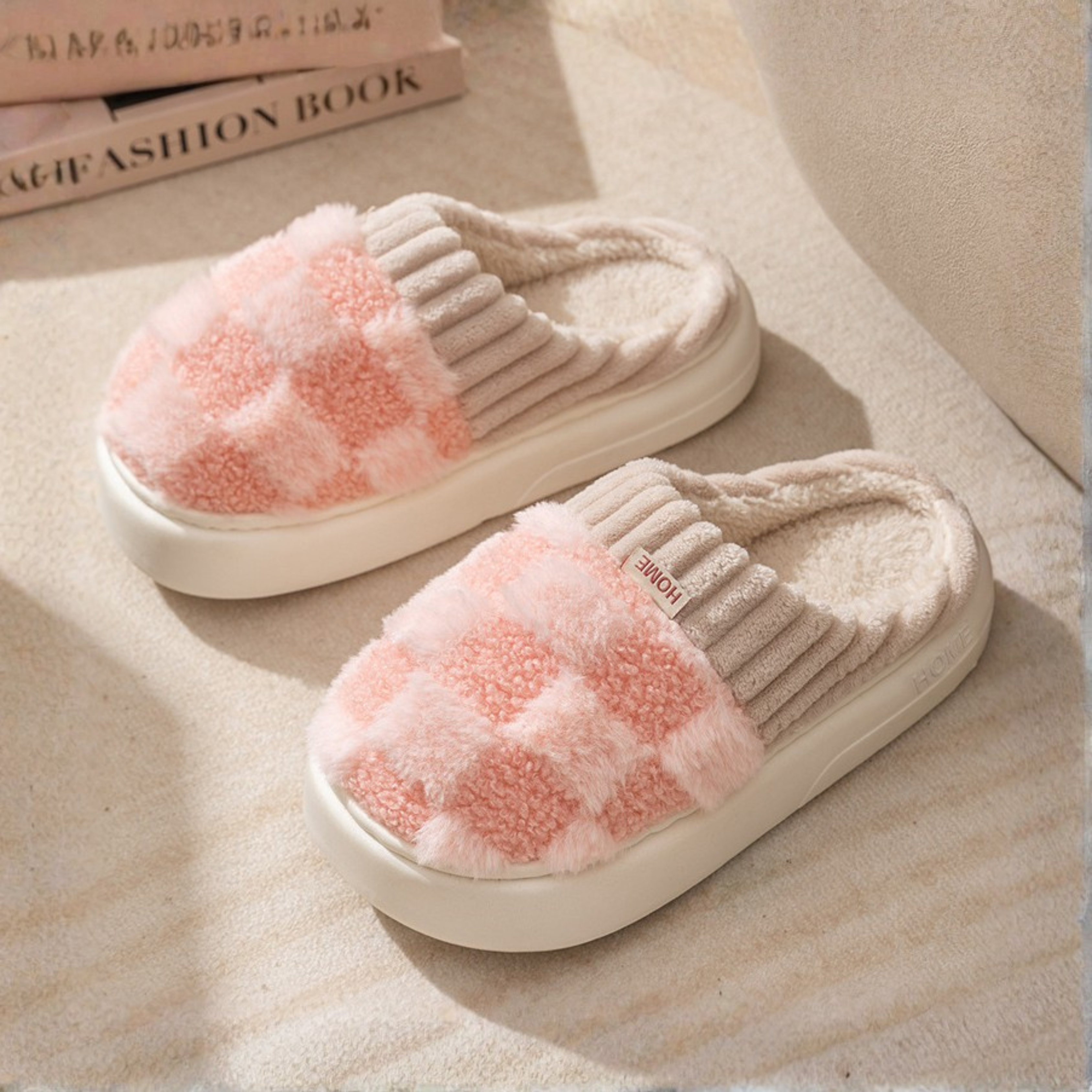Daminih- Comfy Fluffy Indoor Plush Non-Slip Slippers