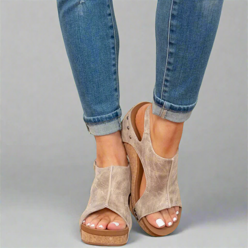 Luarya - Everyday Comfort Cork Wedge Sandals