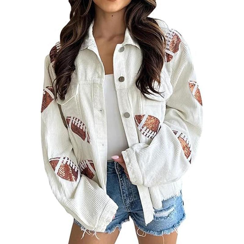 Nerissa- Chic Cropped Oversized Button Down Football Jacket