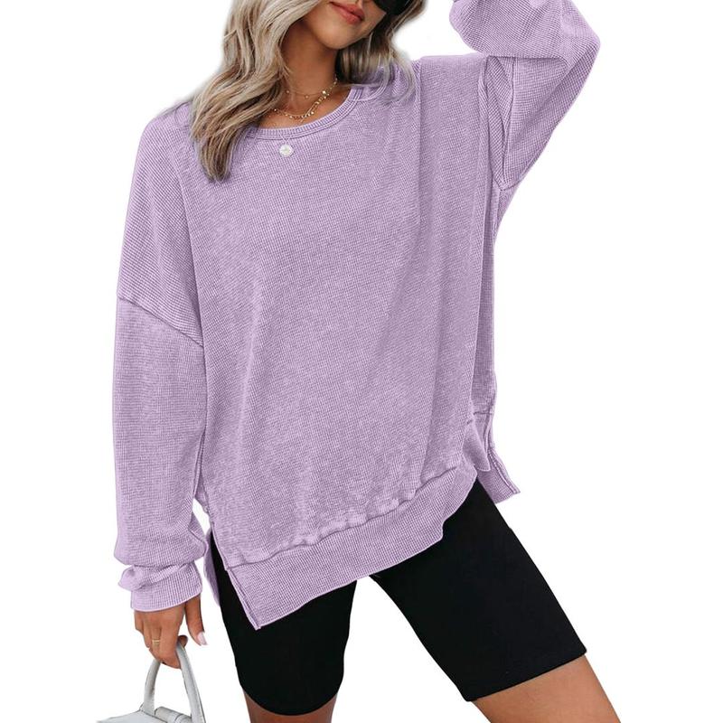 Thaliene- Casual Oversized Crewneck Long Sleeve Sweatshirt