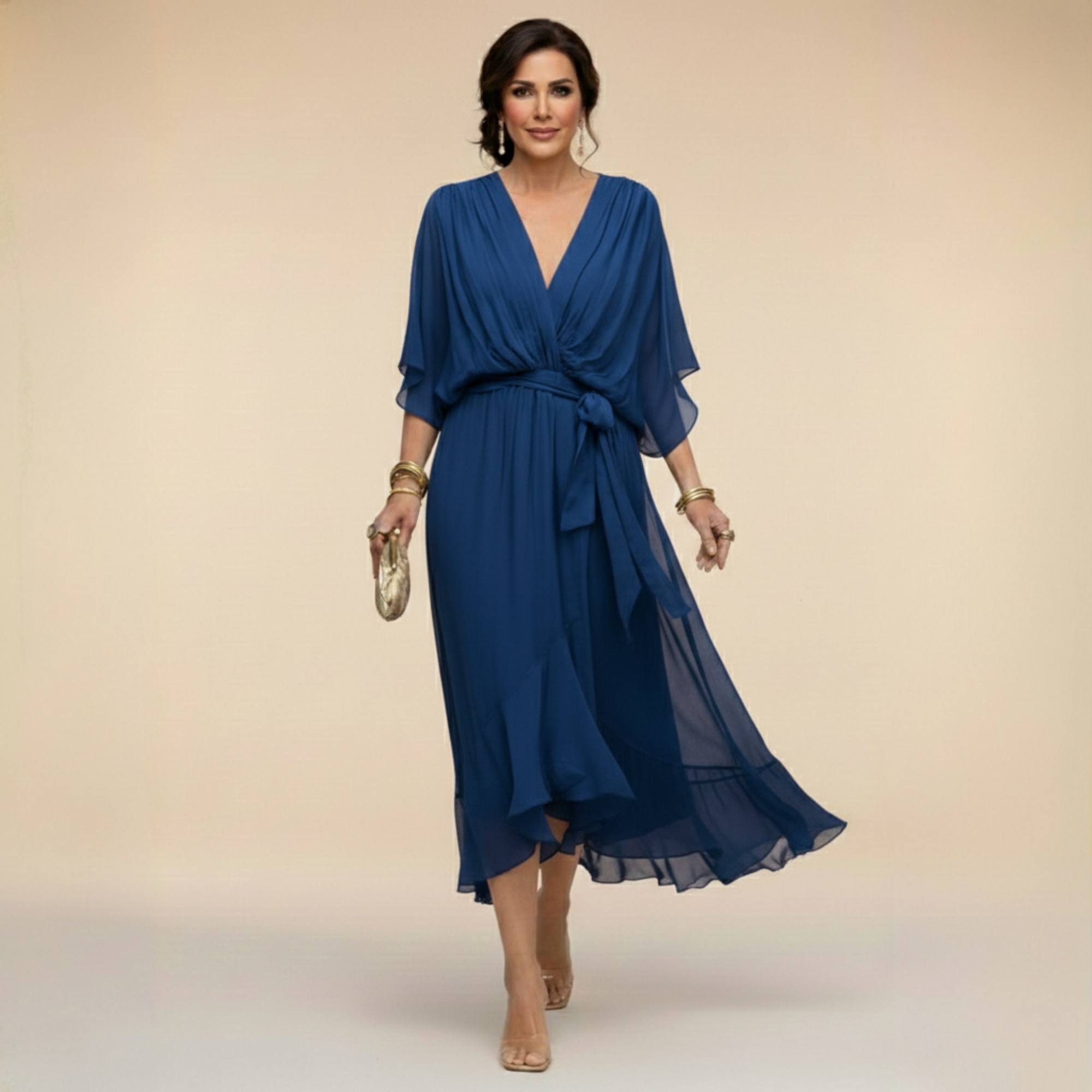 Annabelle - Elegant V-neck Chiffon Dress