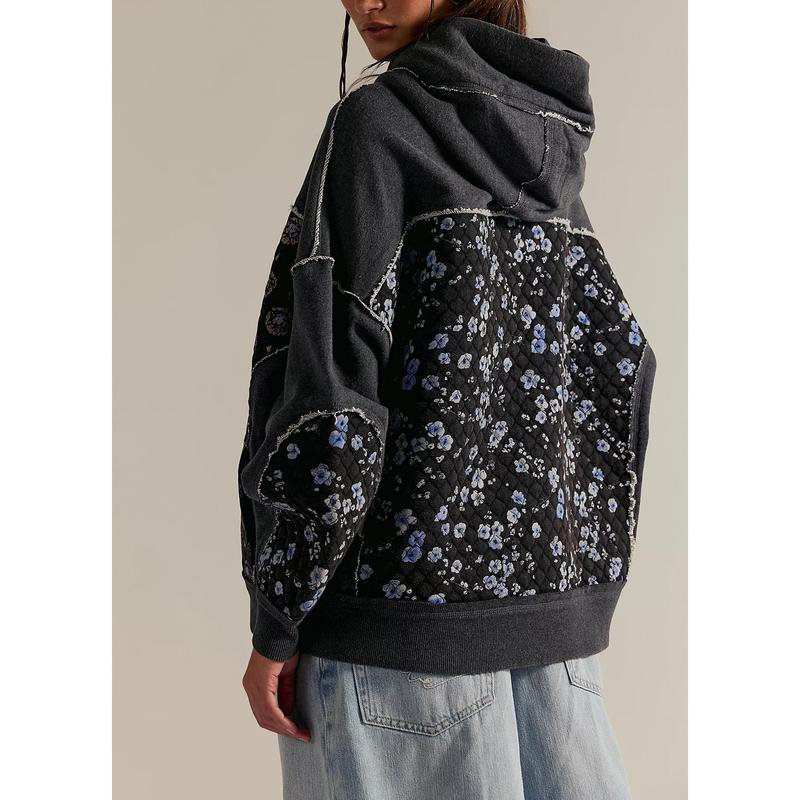 Emily - Oversized Patchwork Embroidered Hoodie with Pockets