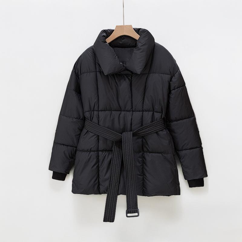 Jasmine - Cozy Thermal Stand Collar Waist Tie Zip-Up Coat for Winter