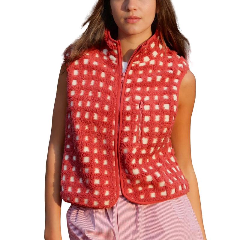 Concuelo – Casual Plaid Sleeveless Zip-Up Vest