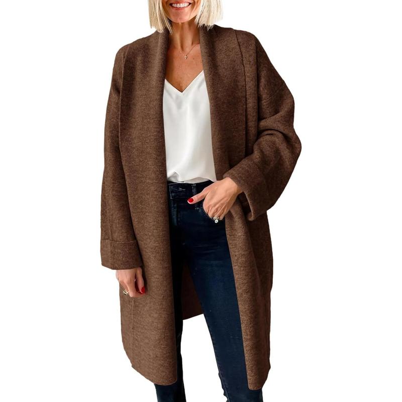 Oliviene - Comfy Chunky Open Front Oversized Long Cardigan