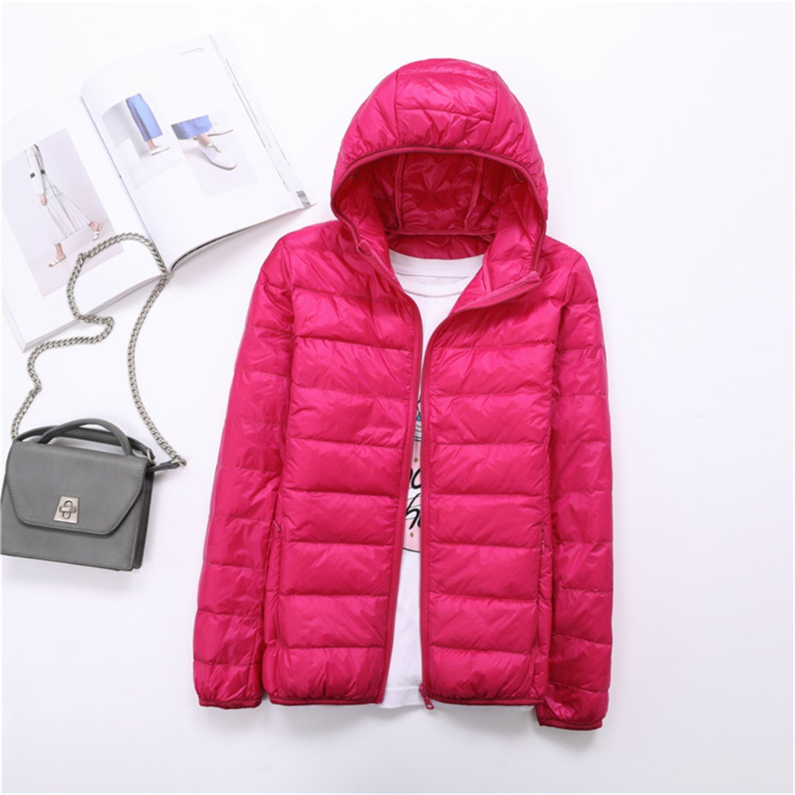 Liyanna - Comfy Plus Size Lightweight Hooded Long Sleeve Puffer Jacket