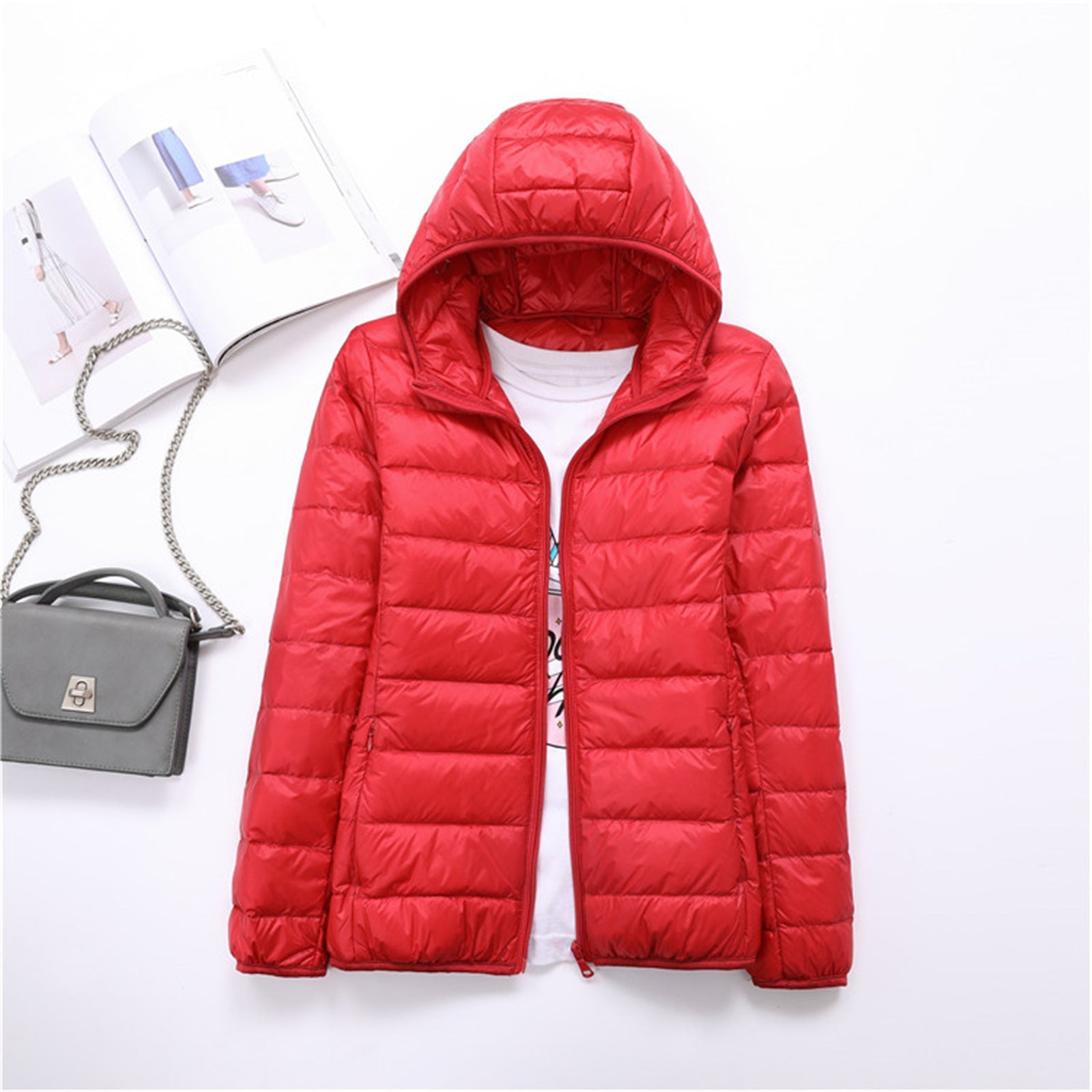 Liyanna - Comfy Plus Size Lightweight Hooded Long Sleeve Puffer Jacket
