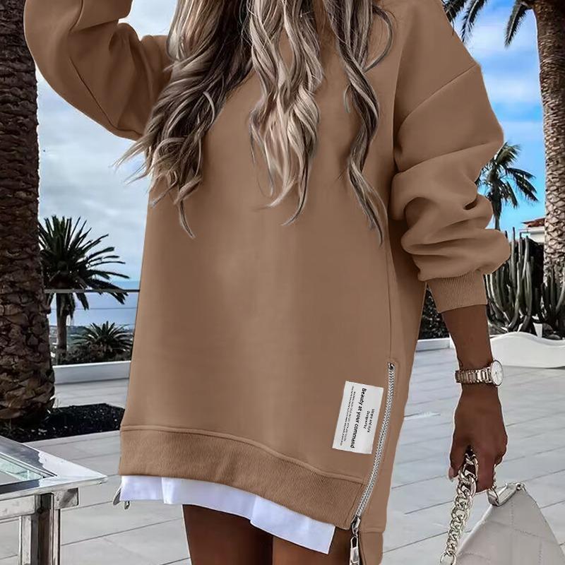 Rodney - Cozy Long Sleeve Pullover Side Zipper Sweatshirt