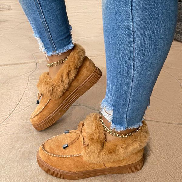 Tesie- Comfy Platform Suede Slip-On Winter Slippers